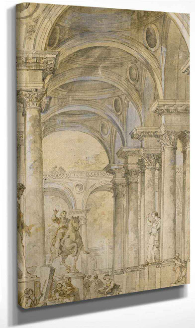 An Architectural Capriccio With Figures And Antique Statues By Charles Joseph Natoire By Charles Joseph Natoire