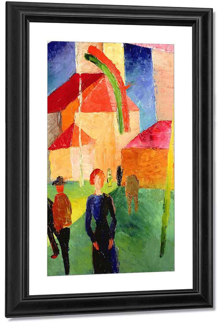 Church Decorated With Flags By August Macke