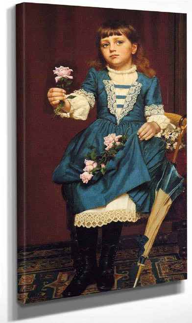 Daisy Mccomb Holding A Pink Rose By John George Brown By John George Brown