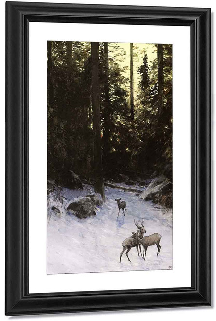 Deer In The Forest By Henry F. Farny By Henry F. Farny