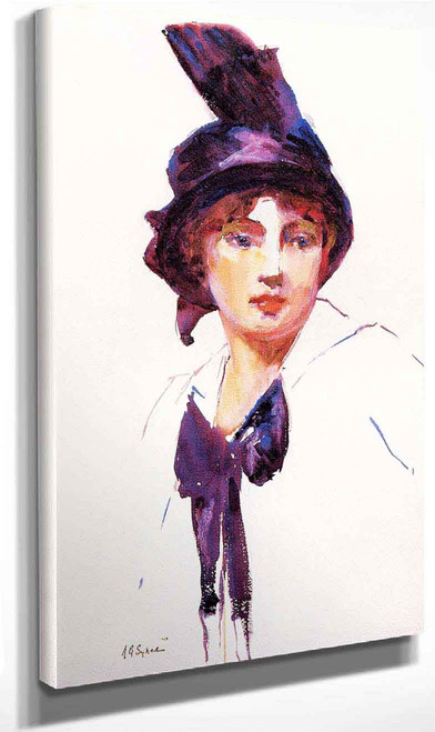 Fashionable Woman With Feathered Hat By Annie G. Sykes