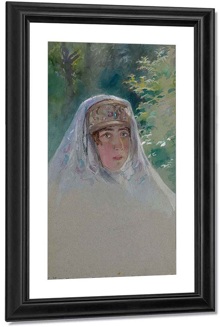 Female Portrait By Konstantin Yegorovich Makovsky