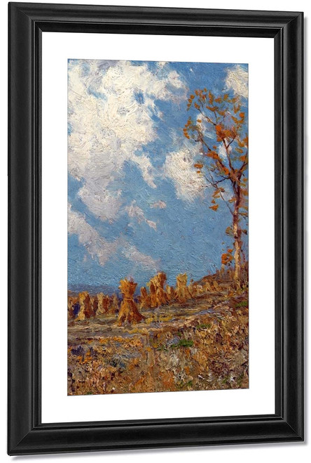 Field With Corn Shocks By Julian Onderdonk By Julian Onderdonk