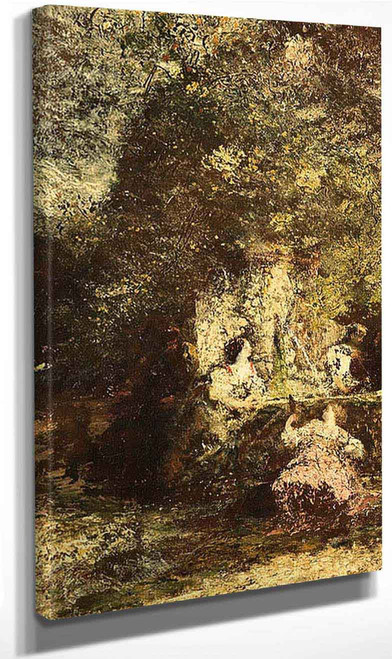 Figures At A Fountain By Adolphe Joseph Thomas Monticelli