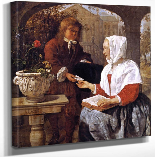 A Woman Receiving A Letter From A Messenger By Gabriel Metsu Art Reproduction