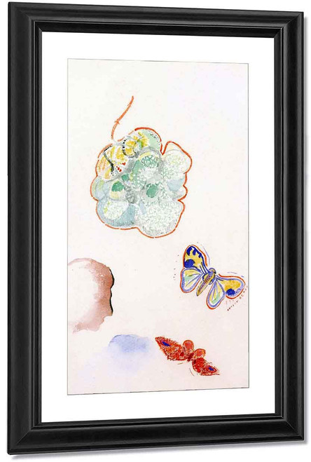 Flowers And Butterflies With Profile By Odilon Redon By Odilon Redon Flowers And Butterflies With Profile By Odilon Redon By Odilon Redon