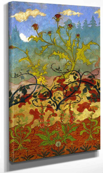 Four Decorative Panels Thistle And Digitales By Paul Ranson