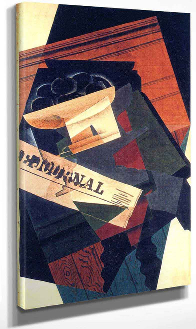 Fruit Dish And Newspaper By Juan Gris