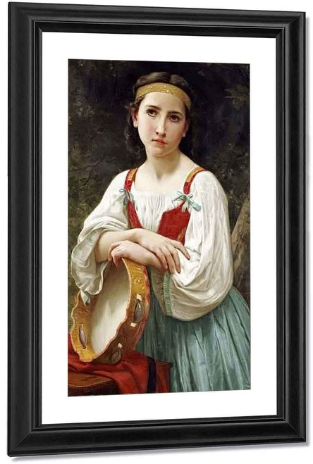 Gypsy Girl With A Basque Drum By William Bouguereau By William Bouguereau