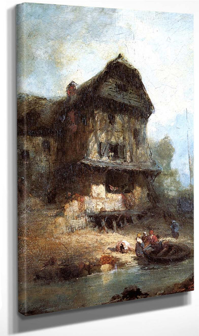 Hollande, Vieilles Chaumieres Au Bord D'un Canal By Felix Francois Georges Philbert Ziem Art Reproduction