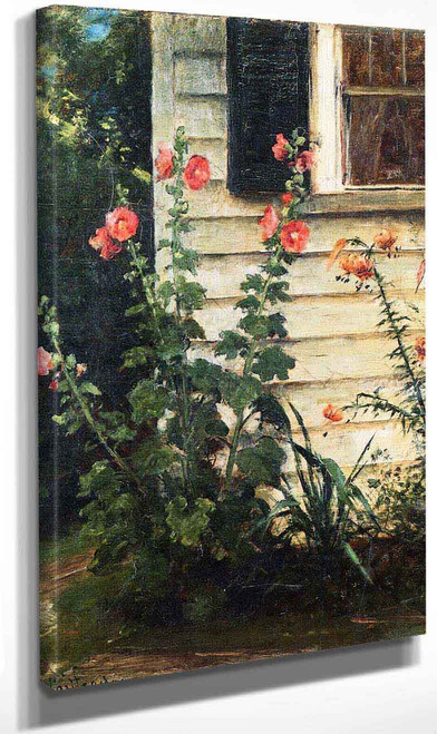 Hollyhocks And Daylilies By Thomas Worthington Whittredge