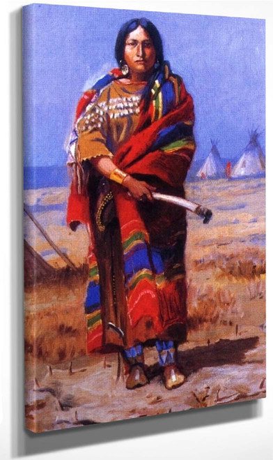 Indian Squaw By Charles Marion Russell