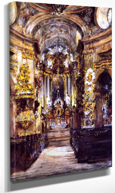 Interior Of Saint Peter's Church In Vienna By Adolph Von Menzel By Adolph Von Menzel