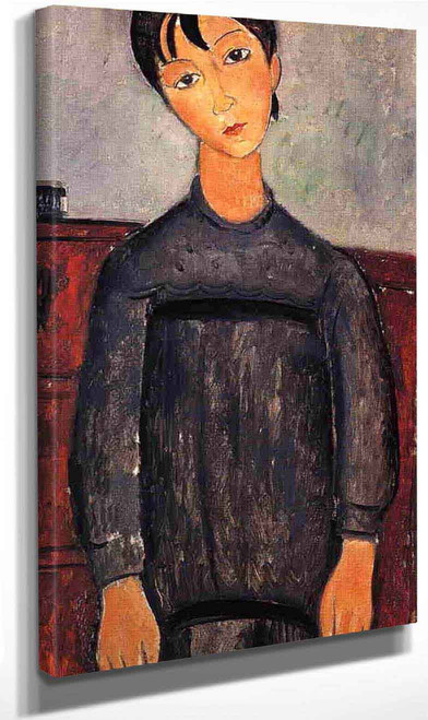 Little Girl In Black Apron By Amedeo Modigliani By Amedeo Modigliani