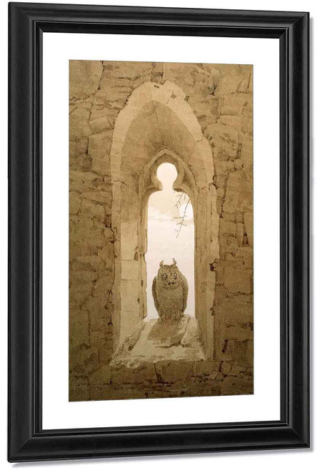 Owl In A Gothic Window By Caspar David Friedrich