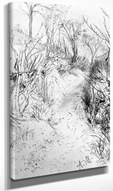 Path Lined With Bare Hedges By Adolph Von Menzel By Adolph Von Menzel