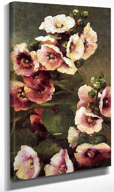 Pink Hollyhocks By Charles Ethan Porter