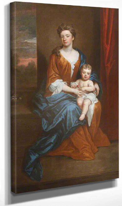 Portrait Of An Unknown Lady With Her Son On Her Lap By Sir Godfrey Kneller, Bt. By Sir Godfrey Kneller, Bt. Art Reproduction