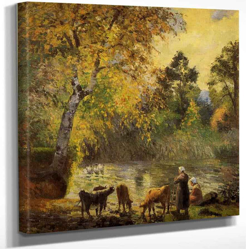 Autumn Montfoucault Pond By Camille Pissarro Art Reproduction