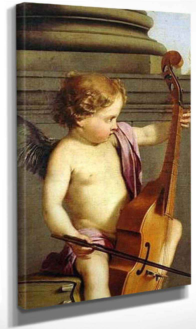 Putto Playing Violin By Laurent De La Hyre