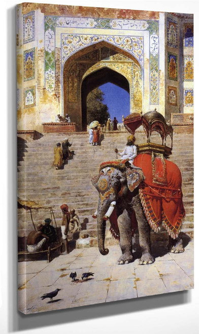 Royal Elephant At The Gateway To The Jami Masjid, Mathura By Edwin Lord Weeks Art Reproduction