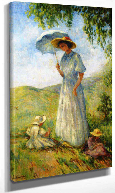 Saint Tropez, Woman And Children In The Sun By Henri Lebasque Art Reproduction