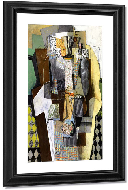 Seated Girl With Bouquet Of Flowers By Juan Gris