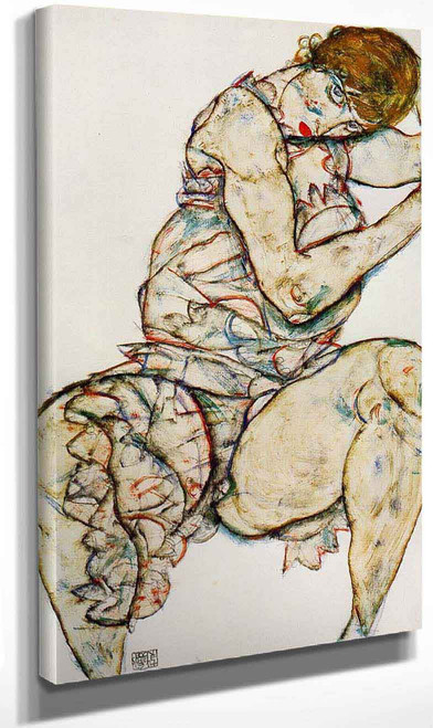 Seated Woman With Her Left Hand In Her Hair By Egon Schiele By Egon Schiele