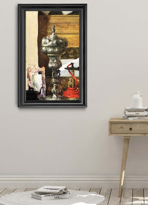 Silver Chalice, Japanese Bronze And Red Tapir By Julian Alden Weir American 1852 1919 Art Reproduction