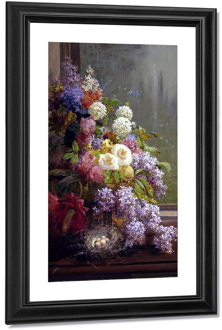 Still Life Flowers And Fruit By Thomas Hill By Thomas Hill