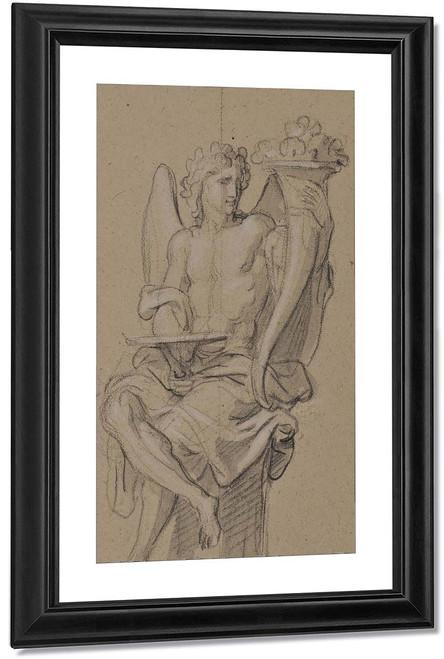 Study Of A Winged Allegory With A Cornucopia By Charles Le Brun By Charles Le Brun