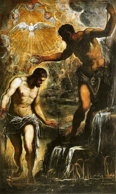 The Baptism Of Christ 1 By Jacopo Tintoretto Print or Painting