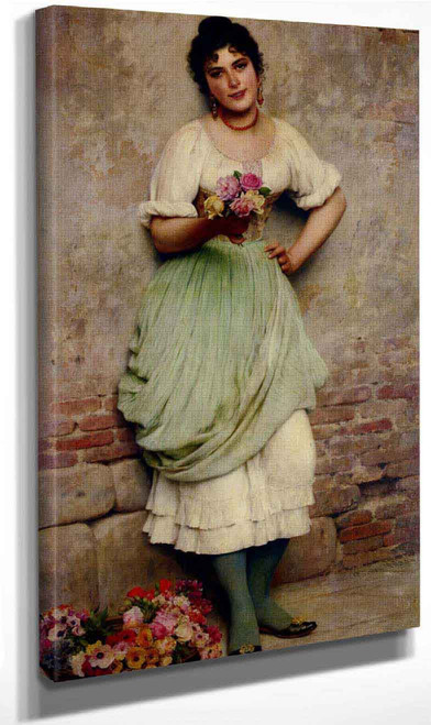 The Flower Seller By Eugene De Blaas By Eugene De Blaas