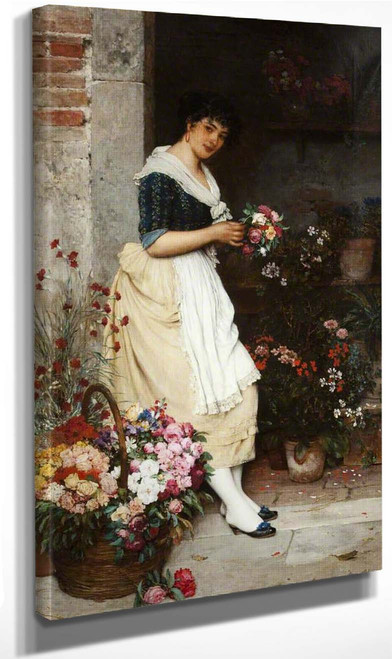 The Italian Flower Girl By Eugene De Blaas By Eugene De Blaas