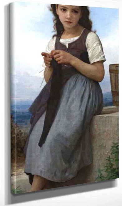 The Knitting Girl By William Bouguereau By William Bouguereau