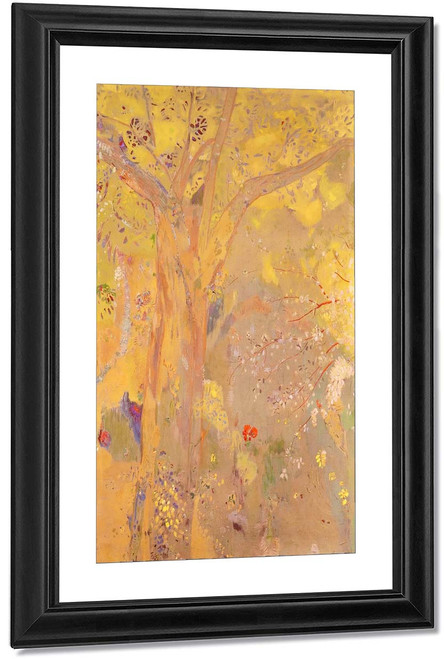 Tree On Yellow Background By Odilon Redon By Odilon Redon
