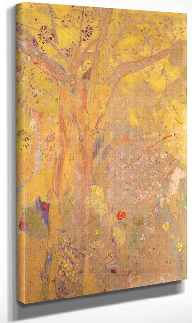 Tree On Yellow Background By Odilon Redon By Odilon Redon