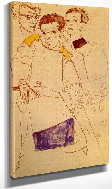 Triple Self Portrait By Egon Schiele By Egon Schiele