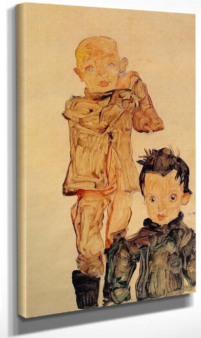 Two Boys By Egon Schiele By Egon Schiele