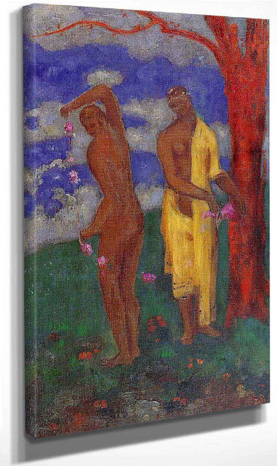 Two Women Under A Red Tree By Odilon Redon By Odilon Redon