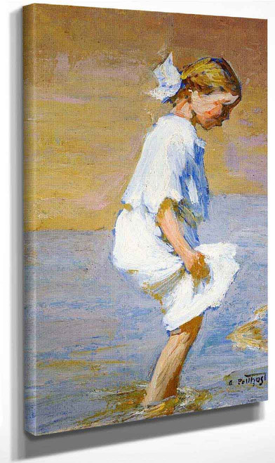Wading At The Shore By Edward Potthast By Edward Potthast