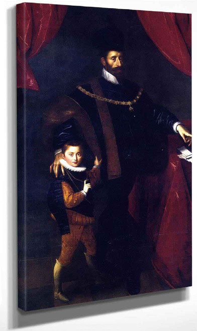 William V, Duke Of Bavaria, With His Son Albrecht V By Hans Von Aachen By Hans Von Aachen Art Reproduction