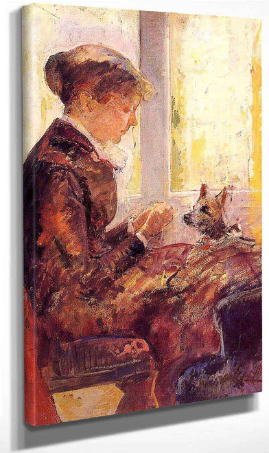 Woman By A Window Feeding Her Dog By Mary Cassatt By Mary Cassatt