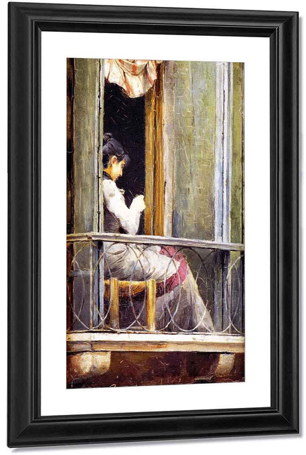 Woman On A Balcony By Tom Roberts