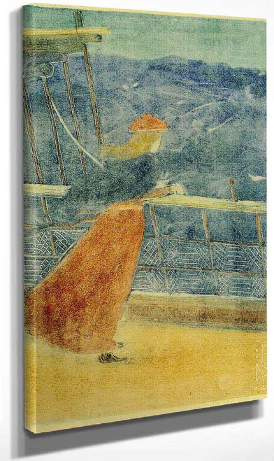 Woman On Ship Deck, Looking Out To Sea By Maurice Prendergast Art Reproduction