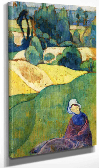 Woman Sitting In A Field Brittany By Emile Bernard By Emile Bernard