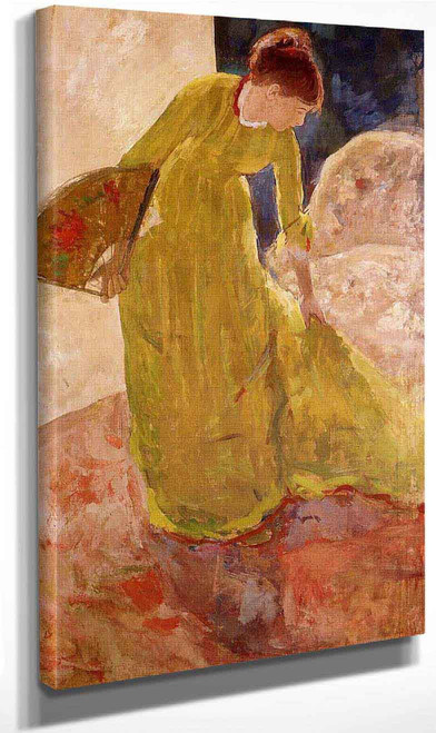 Woman Standing, Holding A Fan By Mary Cassatt Art Reproduction