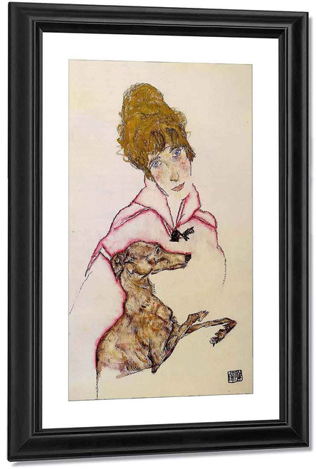 Woman With Greyhound By Egon Schiele By Egon Schiele