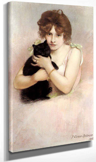 Young Ballerina Holding A Black Cat By Pierre Carrier Belleuse By Pierre Carrier Belleuse