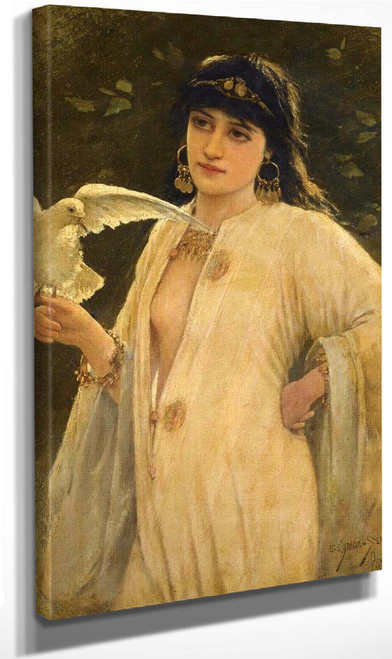 Young Beauty With Dove By Emile Eisman Semenowsky